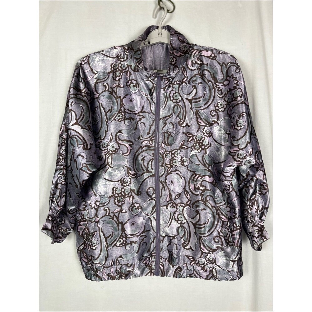 Vintage Rafael Purple Lavender Paisley Reversible Satin Jacket